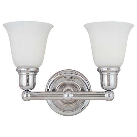 Maxim Two Light Polished Chrome White Glass Vanity 11087WTPC